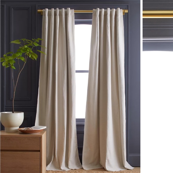 NWOT QUINCE Set Of 2 48x96 Cotton Slub Room Darkening Curtains Natural 5042 - Picture 1 of 10